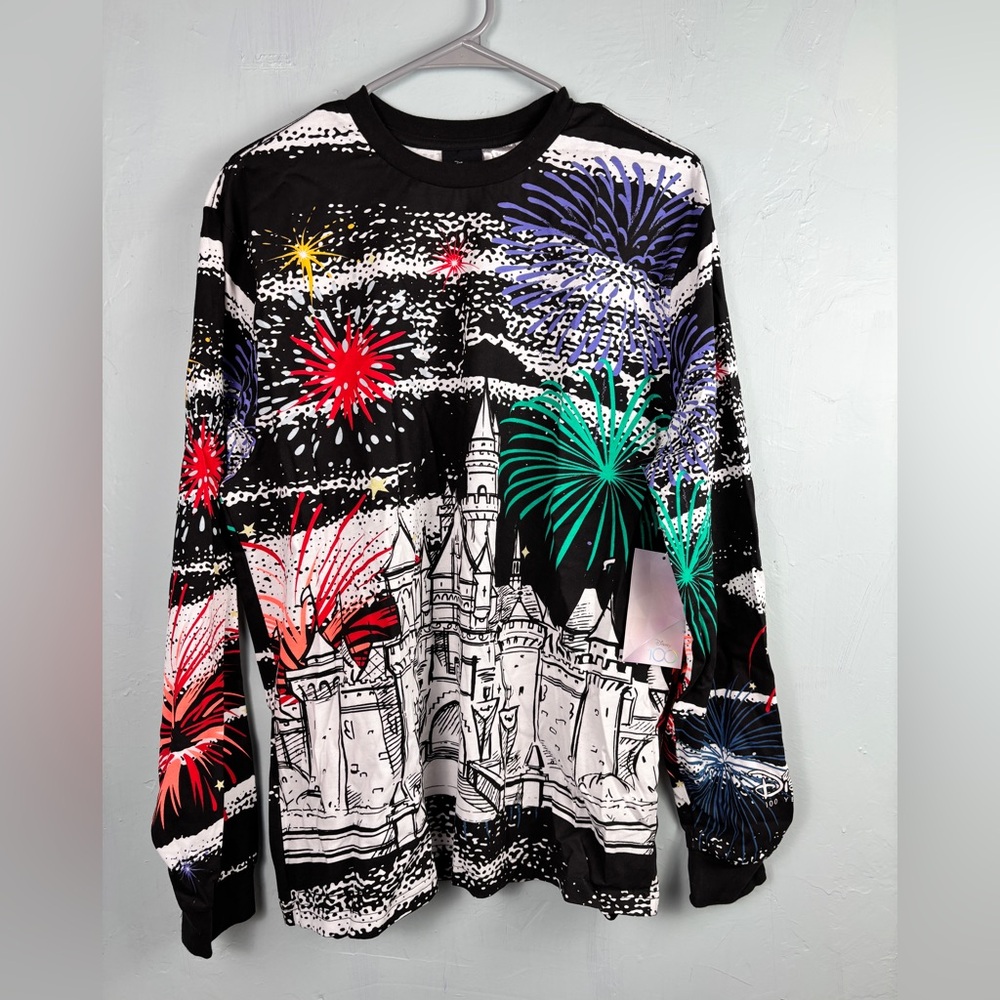 Disney Disneyland Resort Black Fireworks Castle Crewneck Long sleeve Shirt